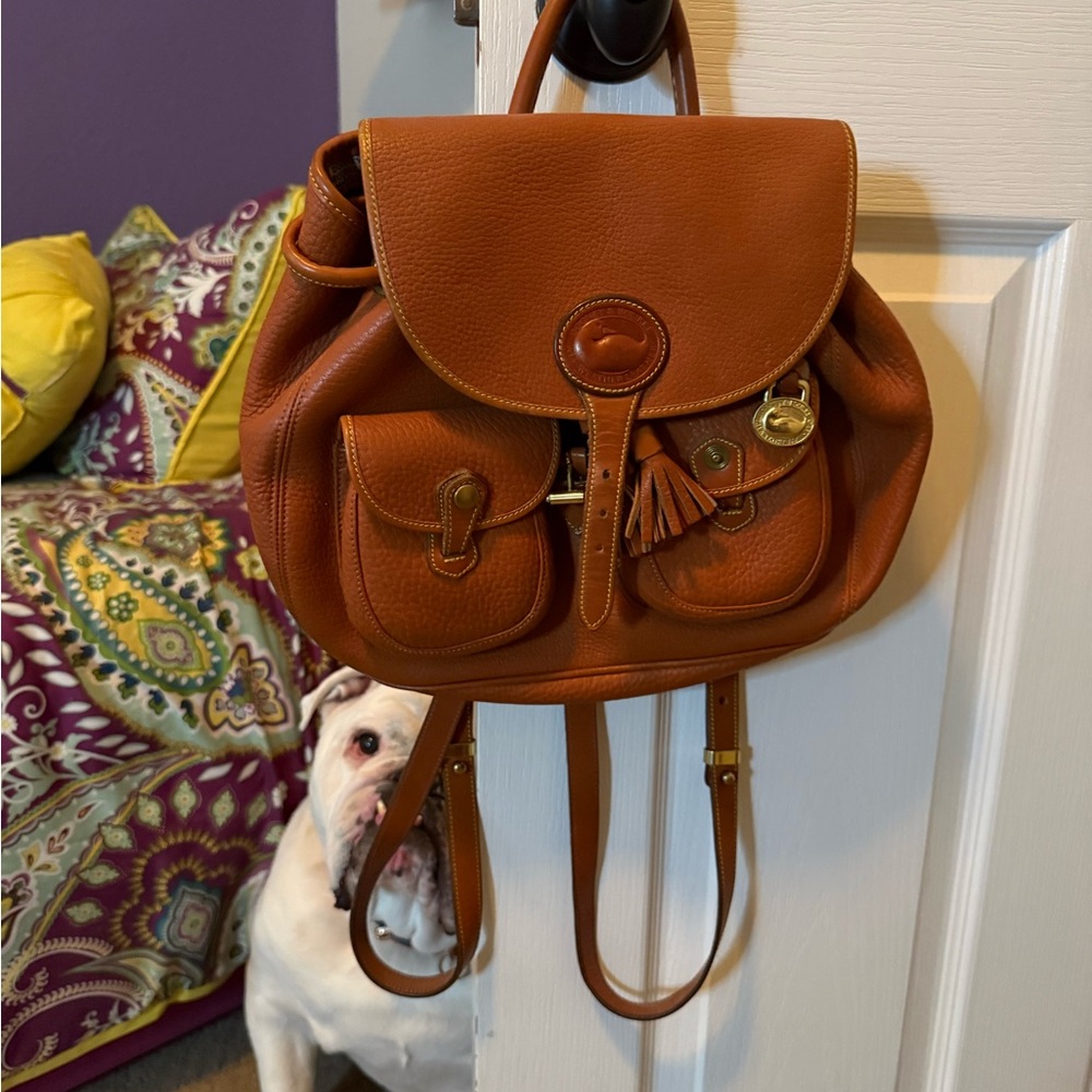 Vintage Dooney & Bourke Rich Brown Leather Backpack